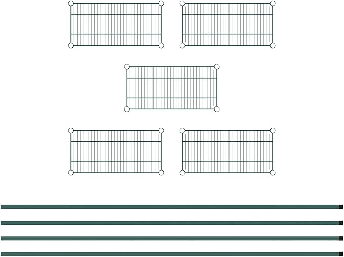 Commercial NSF Listed Green Epoxy Stationary Wire Shelving Kit 12" x 24" x 86", with 5 Shelves Perfect for Warehouse, Walk-in Refrigerator, Freezer, Grocery Store, Restaurant, Dishroom