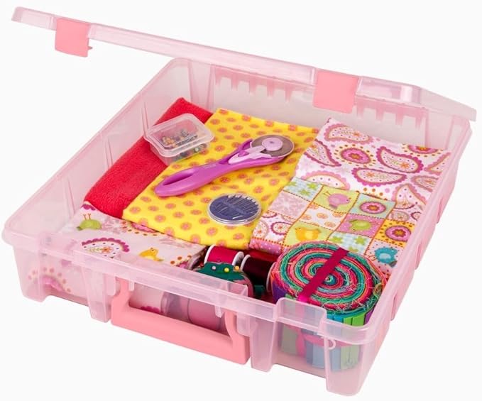 ArtBin 6955RK Super Satchel 1-Compartment Box, Art & Craft Organizer, 1-Pack, Translucent Blush