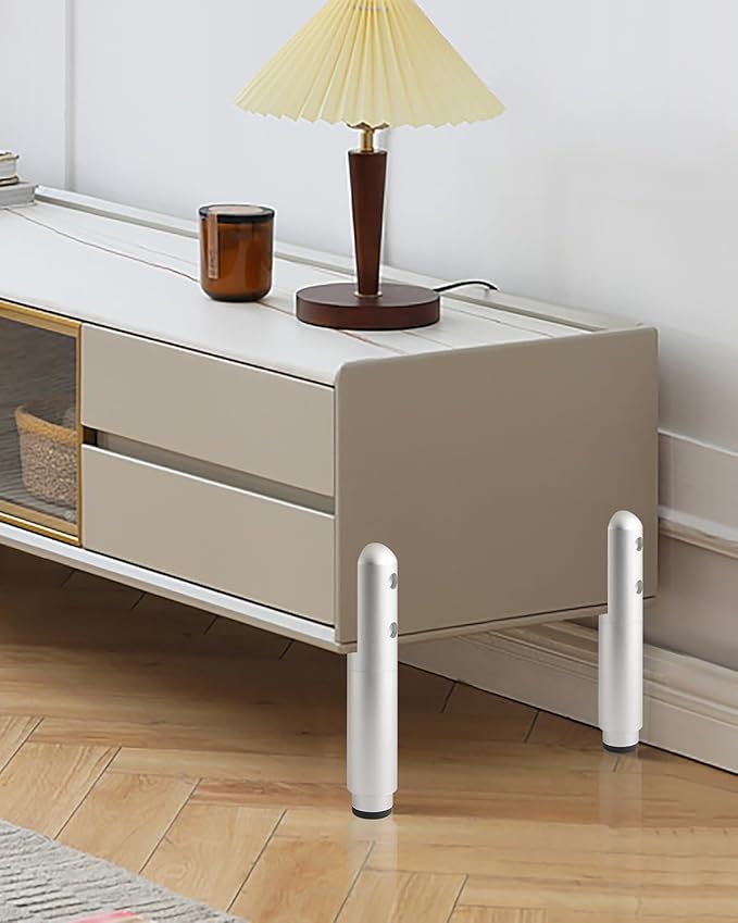 4 Pack Adjustable Metal Furniture Legs Silvery 3.3-4.5 Inch Coffee Table Legs Dresser Feet Cabinet Feet Replacement Support Foot Desk Legs