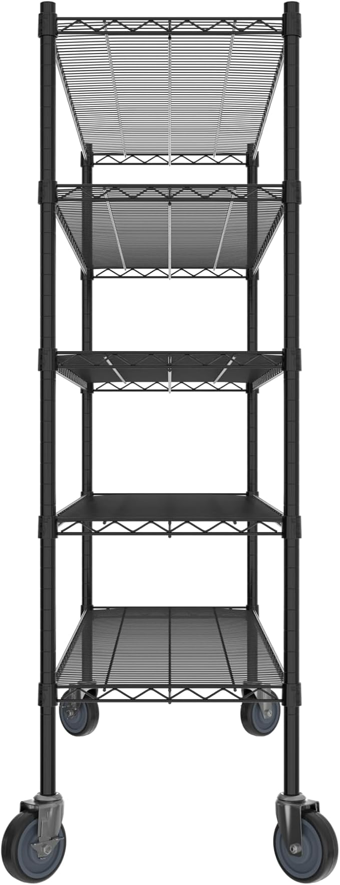 Commercial NSF Listed Black Epoxy Mobile Wire Shelving Kit 18" x 54" x 60", with 5 Shelves Perfect for Warehouse, Walk-in Refrigerator, Freezer, Grocery Store, Restaurant, Dishroom