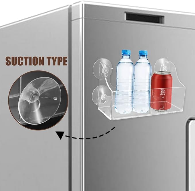 2-Pack Acrylic Suction Cup Refrigerator Shelf Adjustable Suction Rack for Fridge Smooth Surface Kitchen Storage Organizer 8.5X5.5X4.3 Inch