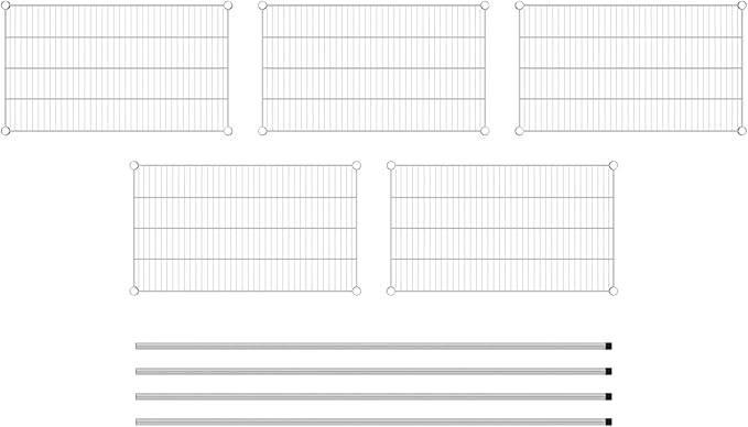 Commercial NSF Listed Chrome Stationary Wire Shelving Kit 21" x 36" x 74", with 5 Shelves Perfect for Warehouse, Walk-in Refrigerator, Freezer, Grocery Store, Restaurant, Dishroom