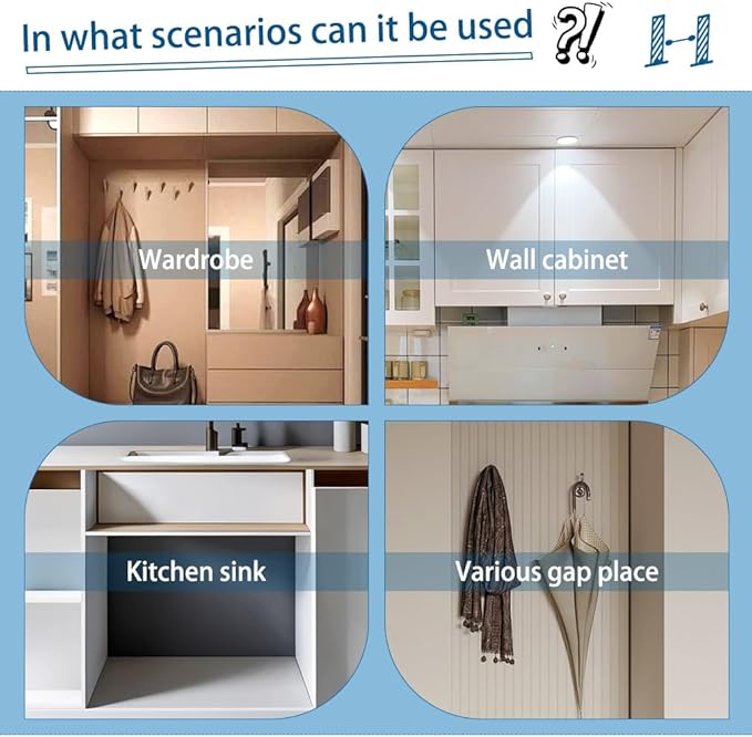 Hershii Extendable Closet Shelf Wardrobe Rail Metal Hanging Rod Storage Rack Expanding Clothes Divider Separator Organizer for Cabinet Cupboard Kitchen Bathroom, (21.65''-35.43'') X 16.82''