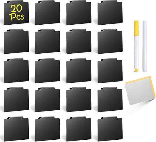 Pcs Basket Labels Clip on for Pantry Organization and Storage bin Labels with 2 Markers and 2 Wipe Cloths Reusable Chalk Basket Labels - Black Bin Labels Clip on Chalkboard Basket Tags (26)