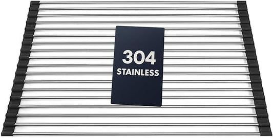 Nantucket Sinks RUM1613 Roll Up Dish Drying Rack – Over The Sink Foldable, Stainless Steel Kitchen Workstation Accessories for SR-PS-3018-16, ZR-PS-3018-16 and The SR-PS2-2818-16 Sinks