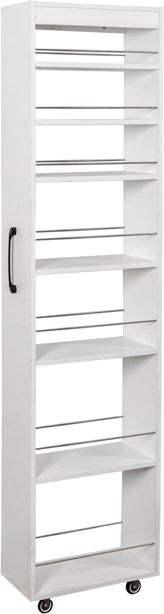 7 Tier Pull Out Cabinet Organizer, Pull Out Spice Rack, Rolling Kitchen Pantry Storage Cabinet, Open Shelf for Kitchen, Narrow Spaces, Wood Spice Rack Next to Fridge, White