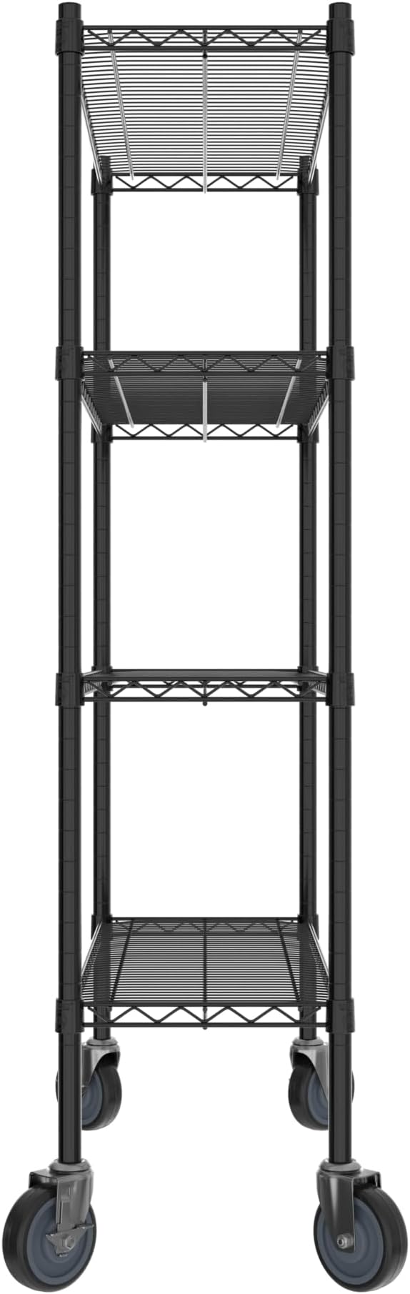 Commercial NSF Listed Black Epoxy Mobile Wire Shelving Kit 14" x 36" x 60", with 4 Shelves Perfect for Warehouse, Walk-in Refrigerator, Freezer, Grocery Store, Restaurant, Dishroom