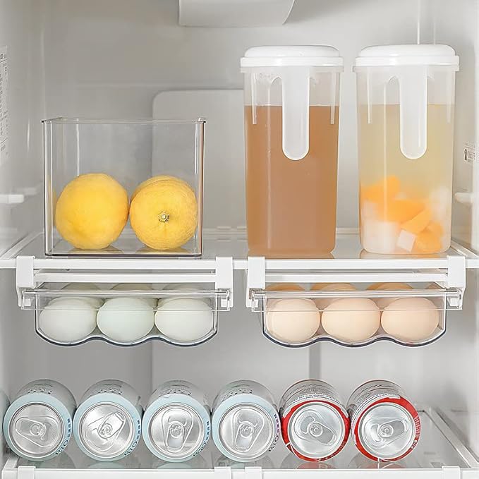 IVAILEX Egg Holder for Refrigerator, Fridge Egg Storage Tray, Clear Plastic Egg Drawer for Refrigerator, Space Saver Egg Storage Container & Organizer
