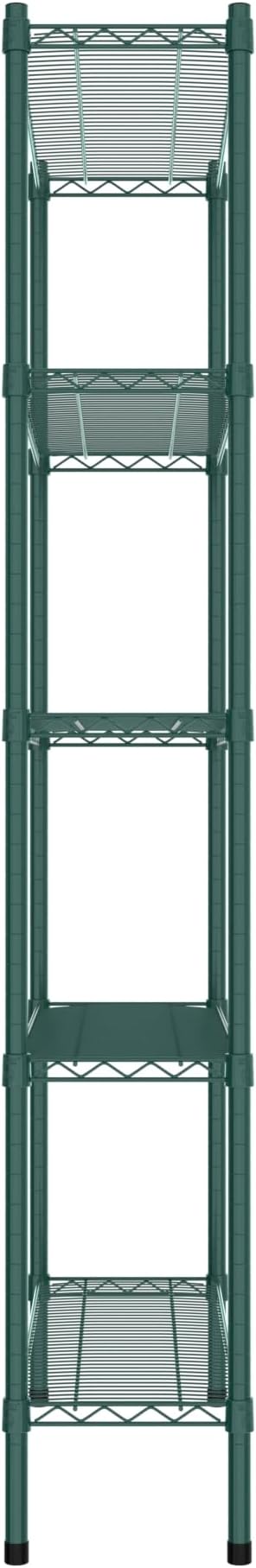 Commercial NSF Listed Green Epoxy Stationary Wire Shelving Kit 12" x 36" x 74", with 5 Shelves Perfect for Warehouse, Walk-in Refrigerator, Freezer, Grocery Store, Restaurant, Dishroom