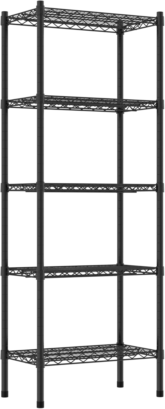 Commercial NSF Listed Black Epoxy Stationary Wire Shelving Kit 14" x 24" x 64", with 5 Shelves Perfect for Warehouse, Walk-in Refrigerator, Freezer, Grocery Store, Restaurant, Dishroom