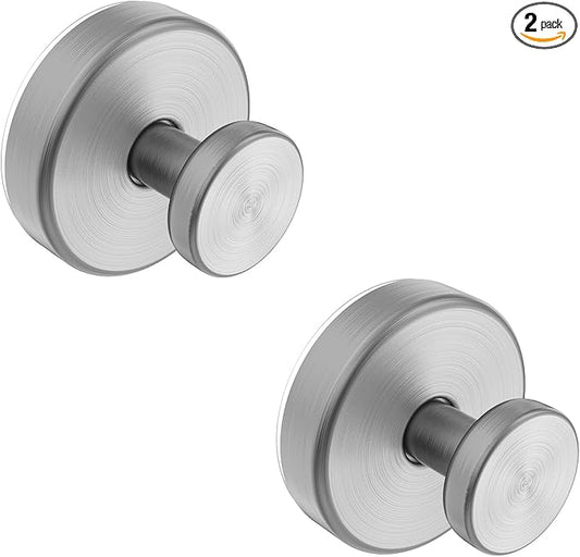 Suction Cup Hooks for Shower, Removable Towel Hooks for Bathroom Window Glass Door Wall, Bath Robe Looafh Hook for Hanging - 2 Pack, Silver