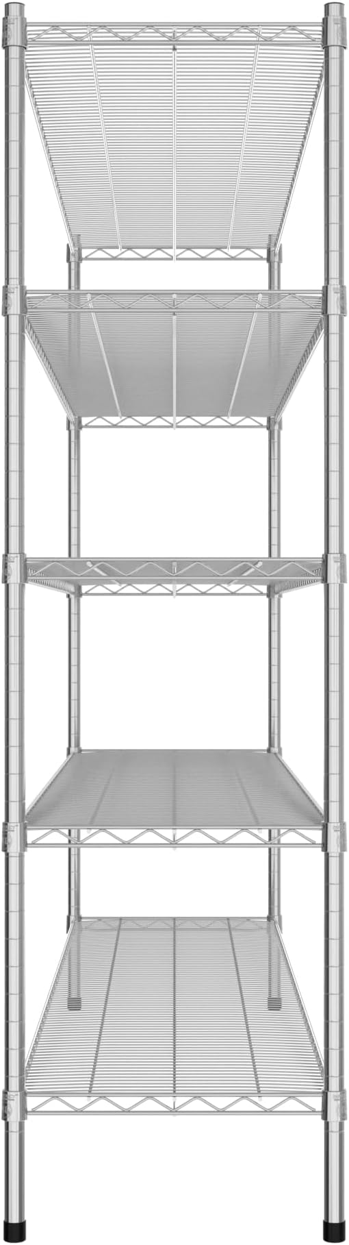 Commercial NSF Listed Chrome Stationary Wire Shelving Kit 18" x 72" x 64", with 5 Shelves Perfect for Warehouse, Walk-in Refrigerator, Freezer, Grocery Store, Restaurant, Dishroom