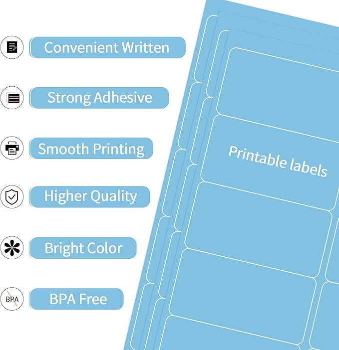 YEGAWEN Shipping Labels Stickers, 2"×4" Printable Mailing Label for Laser/Inkjet Printing- Matte, Permanent Adhesive Labels Stickers (Lake Blue)