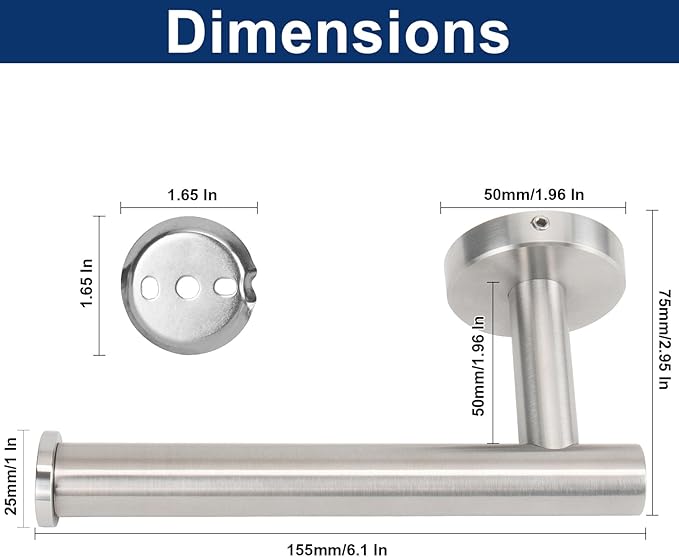 NearMoon Bathroom Toilet Paper Holder, Premium SUS304 Stainless Steel Rustproof Wall Mounted Toilet Roll Holder for Bathroom, Kitchen (10 Pack, Brushed Nickel)