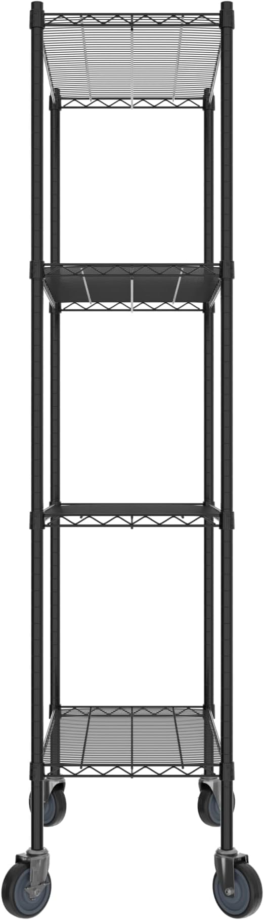 Commercial NSF Listed Black Epoxy Mobile Wire Shelving Kit 18" x 36" x 80", with 4 Shelves Perfect for Warehouse, Walk-in Refrigerator, Freezer, Grocery Store, Restaurant, Dishroom