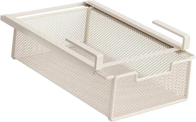 Wire Shelf Basket Organizer Hanging Pullout Drawer Basket Versatile Decor Sturdy Under Cabinet Hanging Drawer for Pantry Home, White