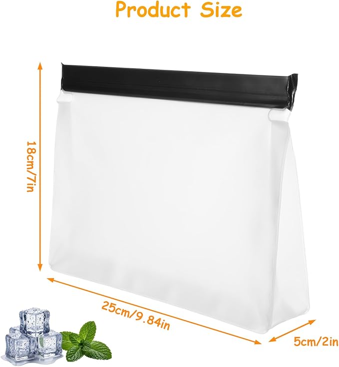 PercyEffie 12 Pack Reusable Ice Storage Bags Leak Proof Freezer Bags with Secure Zip Seal Storage Container for Travel Food Ice Food Travel Holder Container Whiskey Bourbon Cocktails
