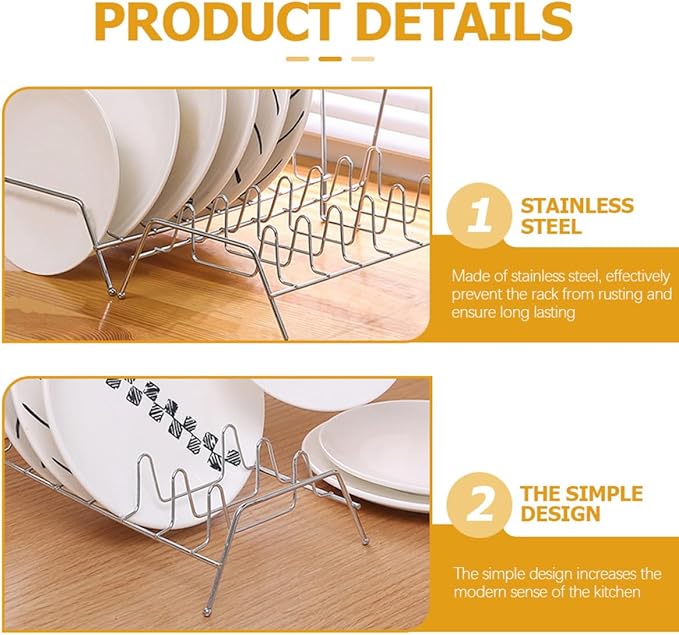 BESPORTBLE Dish Drainer Metal Cabinet Dish Rack Kitchen Counter Organizer Plate Holder Bowl Drying Rack for Kitchen Utensil Storage and Dishware Organization