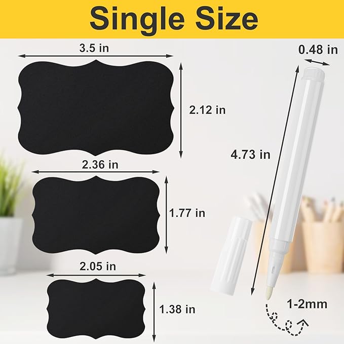 JEFURE 120 Pcs Chalkboard Labels for Storage Bins, Chalk Labels for Containers, Waterproof Mason Jar Labels, Reusable Chalk Labels for Mason Jar, Parties Decoration, Weddings, 2 Liquid Markers