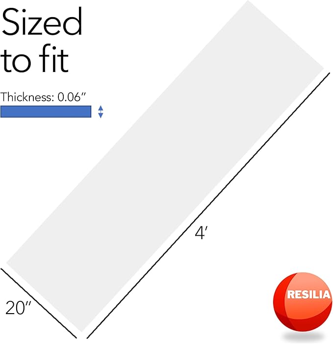 RESILIA Closet Shelf Liner for Wire Shelving – Pack of 1, 20" Wide x 48" Long Heavy Duty Waterproof Liners, Clear PVC Covers for Kitchen Pantry, Bathroom Closet, & Cabinet Storage, Made in The USA