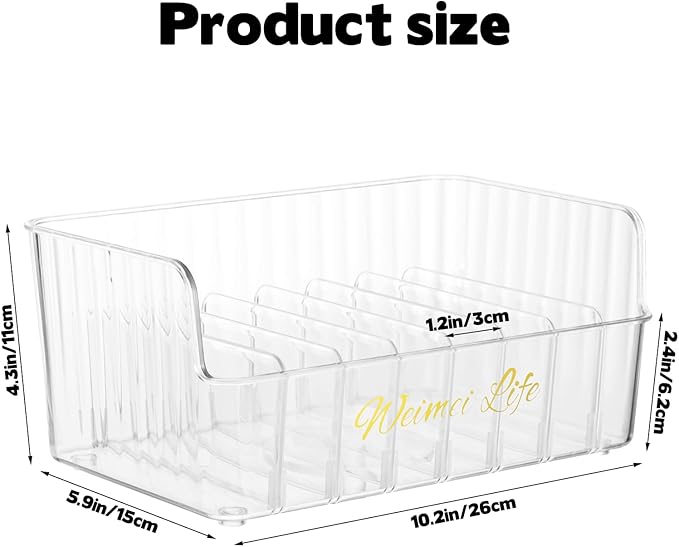 Rainmae Seasoning Packet Organizer with 7 Removable Dividers, Drink Packet Organizer Condiment Storage Caddy for Kitchen Pantry Cabinet Countertop Holds Spice Hot Chocolate Sauce Organization, Clear