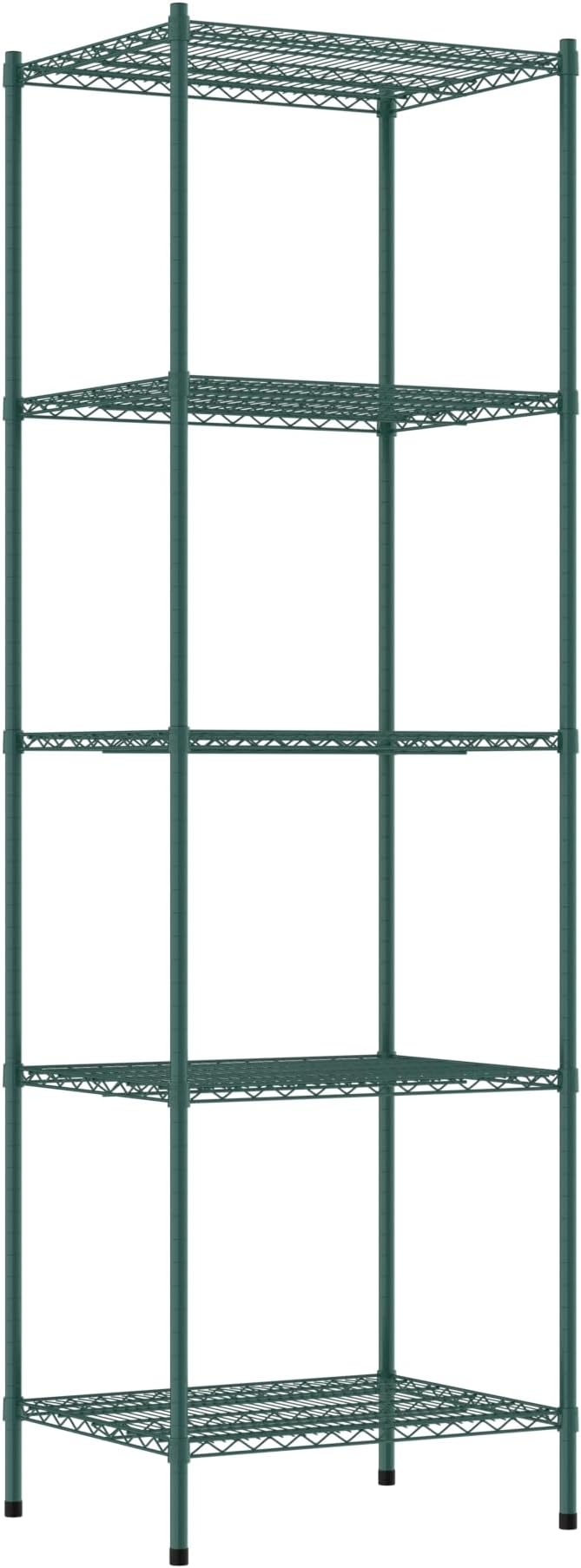 Commercial NSF Listed Green Epoxy Stationary Wire Shelving Kit 24" x 30" x 96", with 5 Shelves Perfect for Warehouse, Walk-in Refrigerator, Freezer, Grocery Store, Restaurant, Dishroom