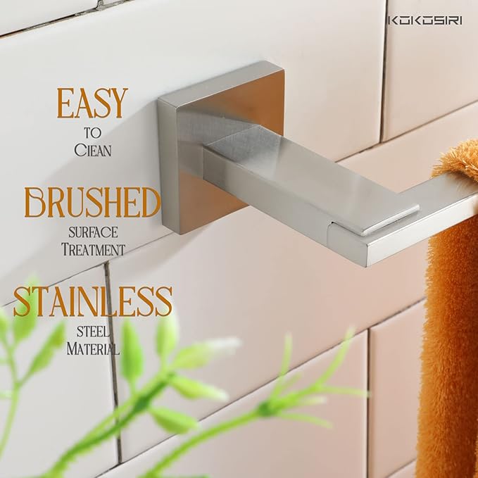 KOKOSIRI 20 Inch Bath Towel Bars Bathroom Towel Racks Towel Holder Towel Rods Kitchen Towel Hanger Bathroom Accessories Stainless Steel Wall Mounted Brushed Nickel B4006BR-L20