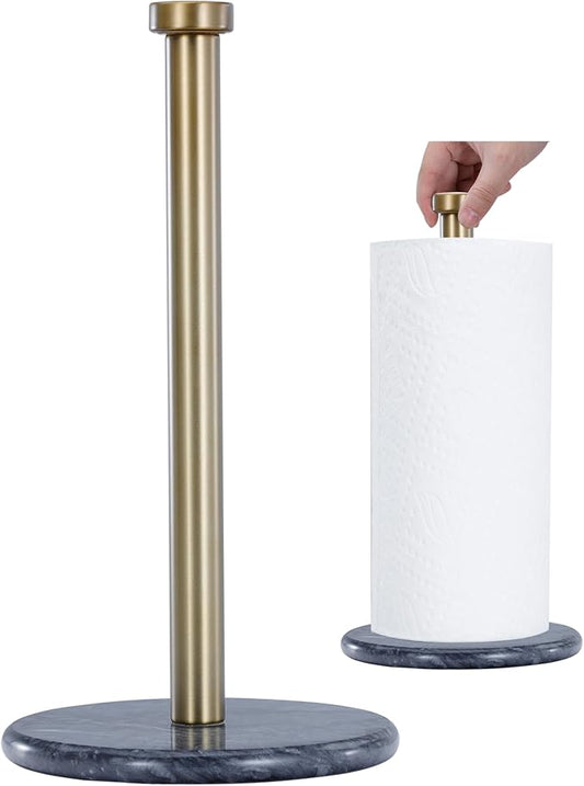Paper Towel Holder with Marble Base - 13" x 7" Upright Paper Roll Dispenser with Heavy Non-Slip Base for Easy One-Handed Tear - for Countertops, Cabinets, and Bathrooms