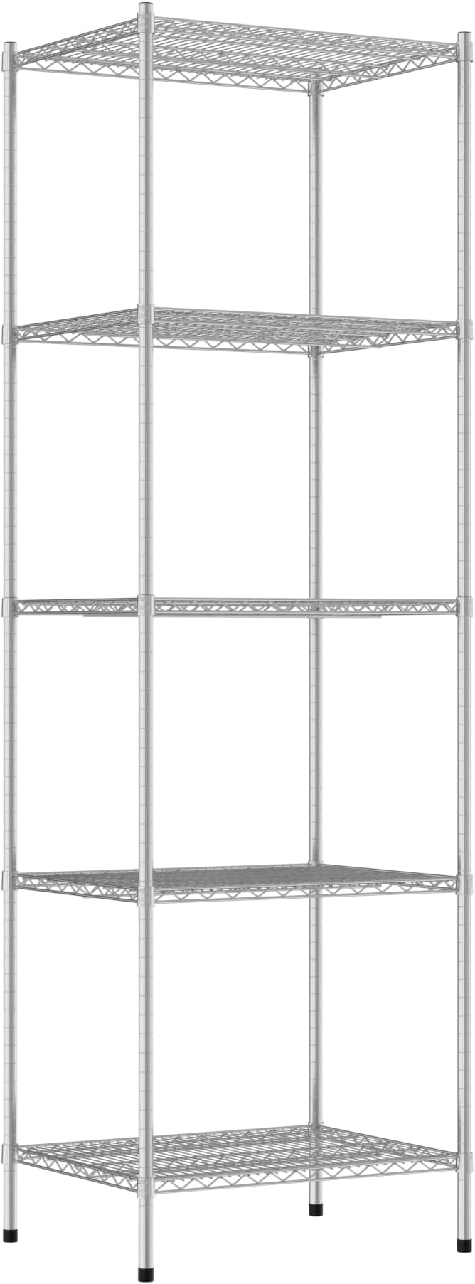 Commercial NSF Listed Chrome Stationary Wire Shelving Kit 24" x 30" x 96", with 5 Shelves Perfect for Warehouse, Walk-in Refrigerator, Freezer, Grocery Store, Restaurant, Dishroom
