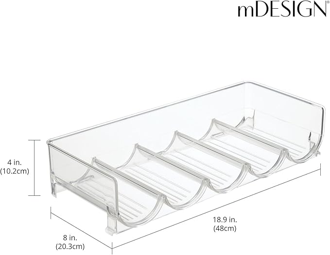 mDesign Plastic Free-Standing Water Bottle and Wine Rack Storage Organizer for Kitchen Countertops, Table Top, Pantry, Fridge - Stackable - Holds 5 Bottles Each, 4 Pack - Clear