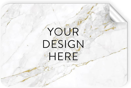 100 Custom Vinyl Stickers - Upload Your own Image, Text, Design, Logo - Personalized Logo Labels for Handmade, Packaging, Bottle, Jars, Candle, Brand Stickers (Gold Marble, 4x2)