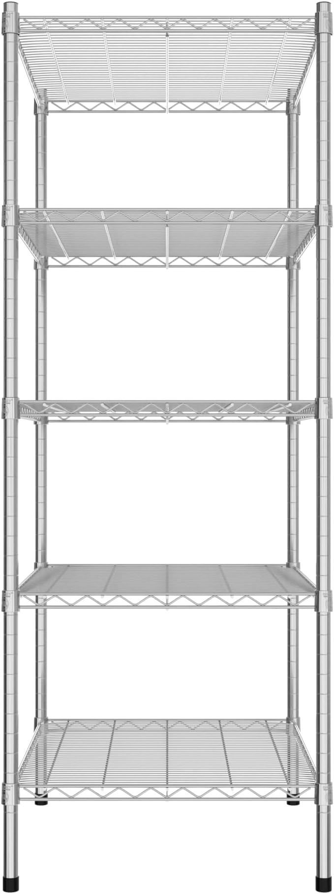 Commercial NSF Listed Chrome Stationary Wire Shelving Kit 24" x 30" x 64", with 5 Shelves Perfect for Warehouse, Walk-in Refrigerator, Freezer, Grocery Store, Restaurant, Dishroom