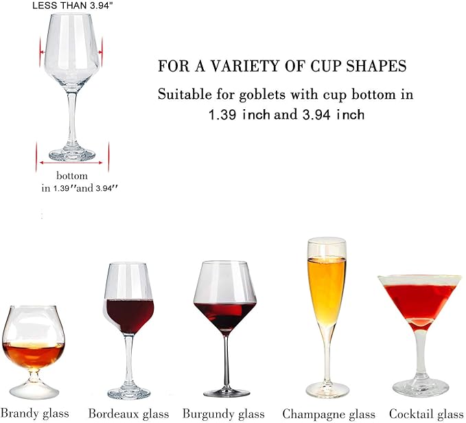 MOCOUM Wine Glasses Rack Under Cabinet Stemware Rack, Wine Glass Hanger Rack Wire Wine Glass Holder Storage Hanger for Cabinet Kitchen Bar (Brown, 4 Rows 2 Pack)