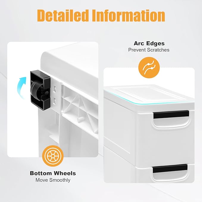 5 Drawers Stackable Storage Drawers Plastic Storage Drawers Collapsible Storage Bins Plastic Clothes Organizer Drawers Storage for Living Room,Bedroom,Office (White, 7.87" W)