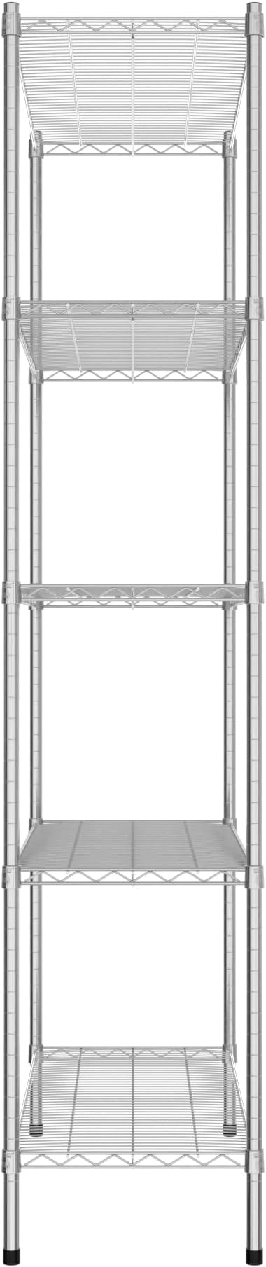 Commercial NSF Listed Chrome Stationary Wire Shelving Kit 18" x 42" x 86", with 5 Shelves Perfect for Warehouse, Walk-in Refrigerator, Freezer, Grocery Store, Restaurant, Dishroom
