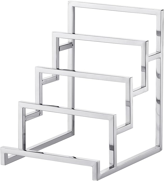uxcell Clutch Purse Display Stand 4 Layer Wallet Display Rack Metal Clutch Holder Riser for Home Retail Store Supplies - Silver