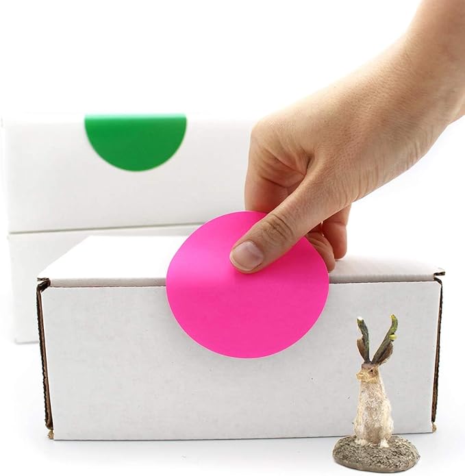 ChromaLabel 3 Inch Circle Sticker Labels, High Visibility Round Sticker Labels, Removable Sticky Dots - 500 Colored Dot Stickers per Roll, Fluorescent Pink Label Stickers - Case of 5