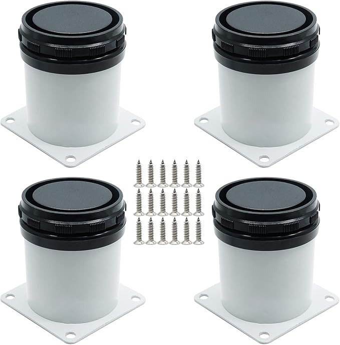 Set of 4 Adjustable Furniture Legs 2.4 Inch, Stainless Steel Furniture Legs Thickened Metal Cabinet Sofa Legs, Round Replacement Legs for Table, Cabinets, Shelves, Sofa (White)