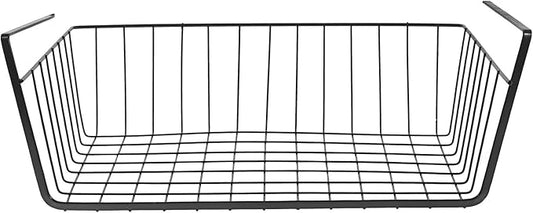 KESYOO under Shelf Storage Basket Wire Organizer Iron Hanging Cabinet Rack Black Removable Kitchen Pantry Organizer for Cabinet and Closet