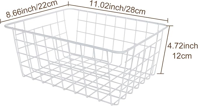 4Pack Freezer Storage Organizer, Deep Refrigerator Wire Household Bins with Built-in Handles, Stackable Freezer Wire Baskets for Chest and Upright Freezer, Cabinet, Pantry, Closet, Bedroom