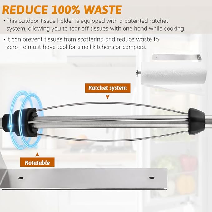 Magnetic Paper Towel Holder for Fridge, No Drill, One Hand Tear Paper Towel Holder with Ratchet Mechanism, Self-Adhesive & Wall Mount for Refrigerator, Kitchen, Garage, RV(Color:Silver)