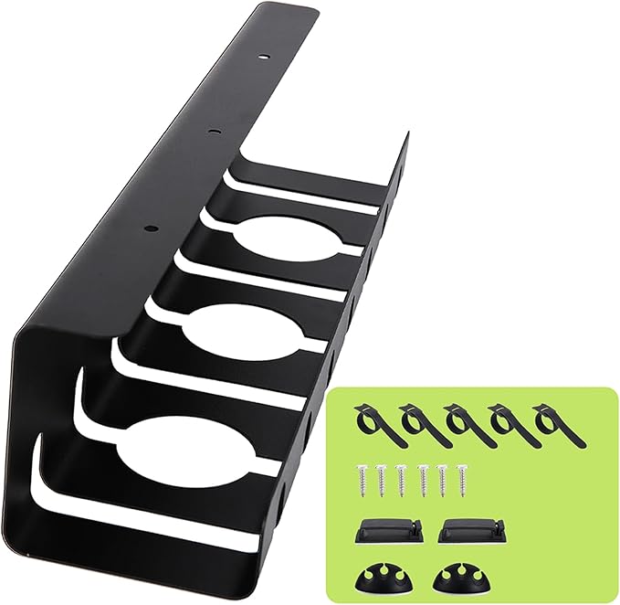 Gembirov Metal Cable Management Under Desk for Office and Home, Cable Hider, Cord Organizer,Screw Installation Cord Organizer for Desk, with Various Accessories (Black 1 Pack)