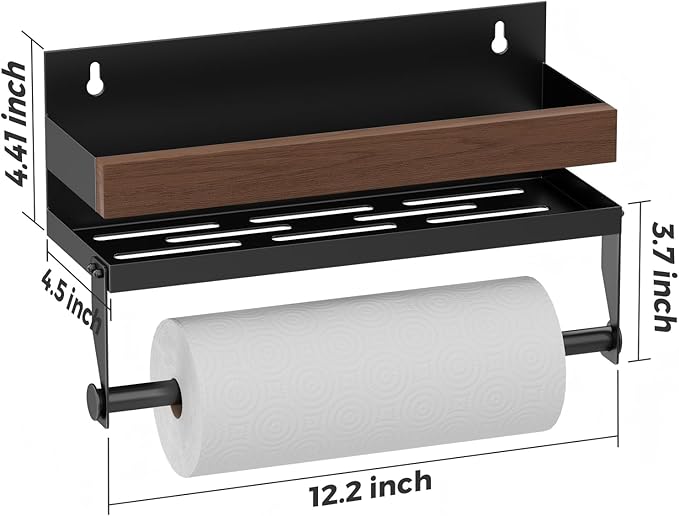 Magnetic Paper Towel Holder for Fridge Walnut Wall Mount Magnet Spice Rack for Kitchen Refrigerator