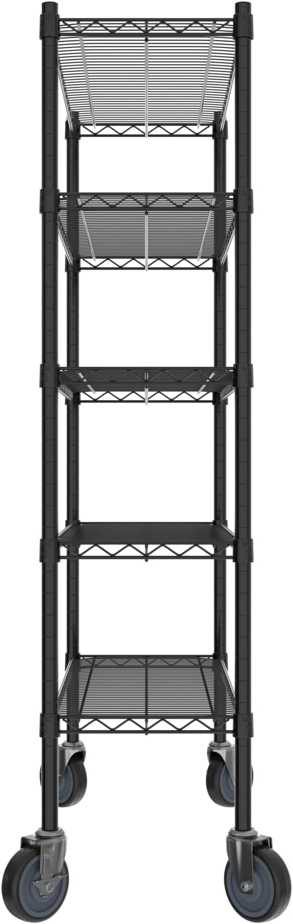 Commercial NSF Listed Black Epoxy Mobile Wire Shelving Kit 14" x 36" x 60", with 5 Shelves Perfect for Warehouse, Walk-in Refrigerator, Freezer, Grocery Store, Restaurant, Dishroom