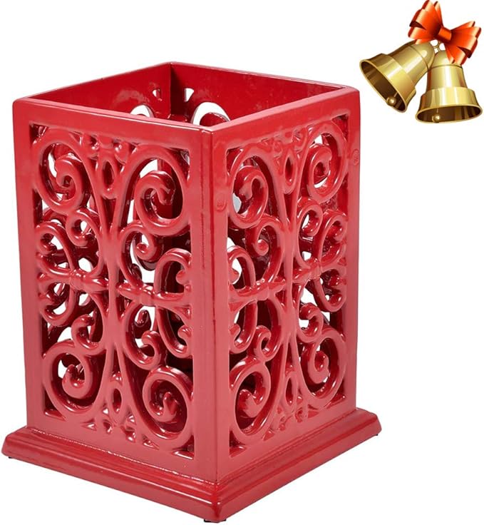 jogreful Utensil Holder, Cast Iron Kitchen Utensil Crock for Countertop, Extra Large Utensil Organizer with Weighted-Base, Housewarming Vintage Decor, Classic Style, Red