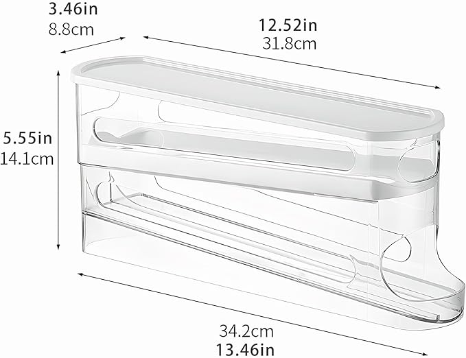 Innovative egg storage box with lid - 12-14 egg holder for fridge, clear egg cartons with auto-roll design, stackable egg rolls container for fresh eggs Large Clear Refrigerator Egg Holder