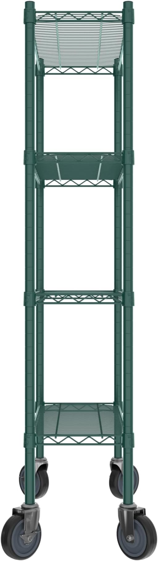 Commercial NSF Listed Green Epoxy Mobile Wire Shelving Kit 12" x 30" x 60", with 4 Shelves Perfect for Warehouse, Walk-in Refrigerator, Freezer, Grocery Store, Restaurant, Dishroom