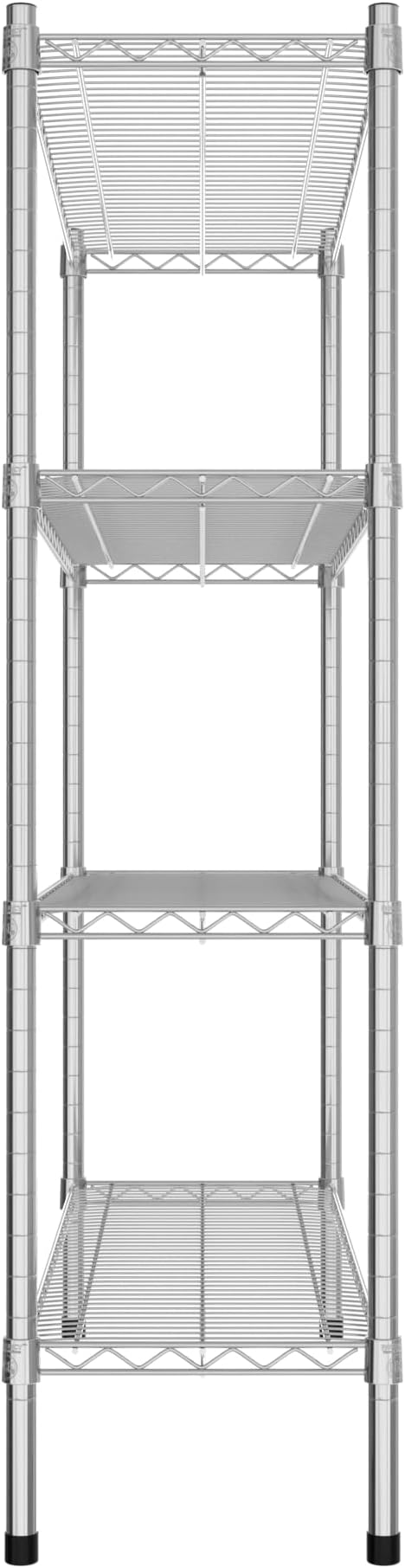Commercial NSF Listed Chrome Stationary Wire Shelving Kit 14" x 42" x 54", with 4 Shelves Perfect for Warehouse, Walk-in Refrigerator, Freezer, Grocery Store, Restaurant, Dishroom