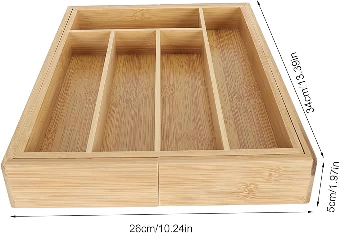 Kitchen Silverware Organizer Expandable for Cutlery and Utensils, Adjustable Wood Utensil Storage Cutlery Tray for Drawers, Kitchen Drawer Organizer Utensil Holder Makeup Organizer with(7 Slots A)