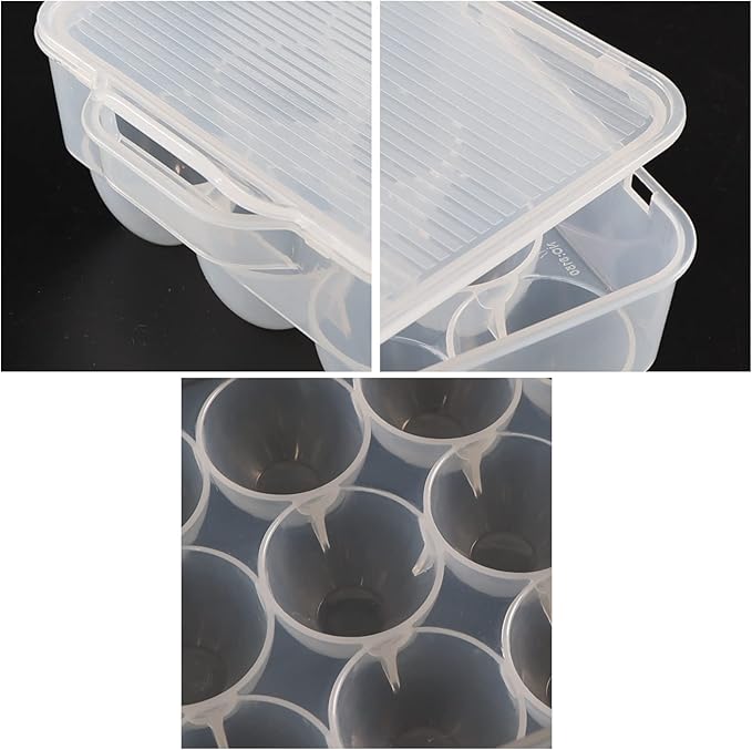 Rinboat 4 Packs Clear Plastic Egg Holders, Home Egg Containers with Lid, Egg Storage Box, Fits 18 x 4 Eggs (72 Eggs)